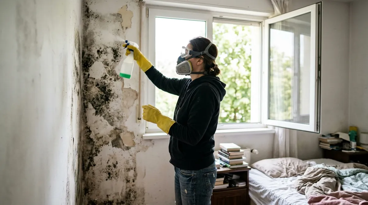 N95 mask, goggles without holes, long gloves and an open window: the minimum kit before you touch mold