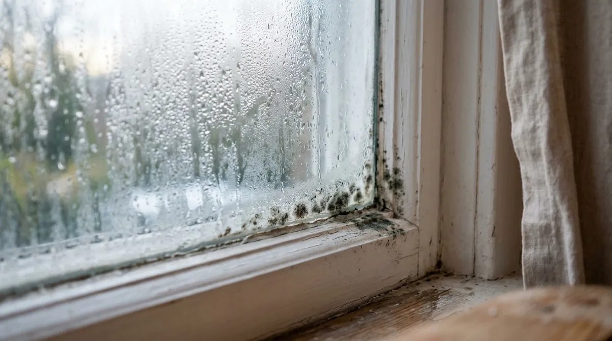 The window that wakes up sweating shows what happens silently on the cold wall: the house’s steam turning into water