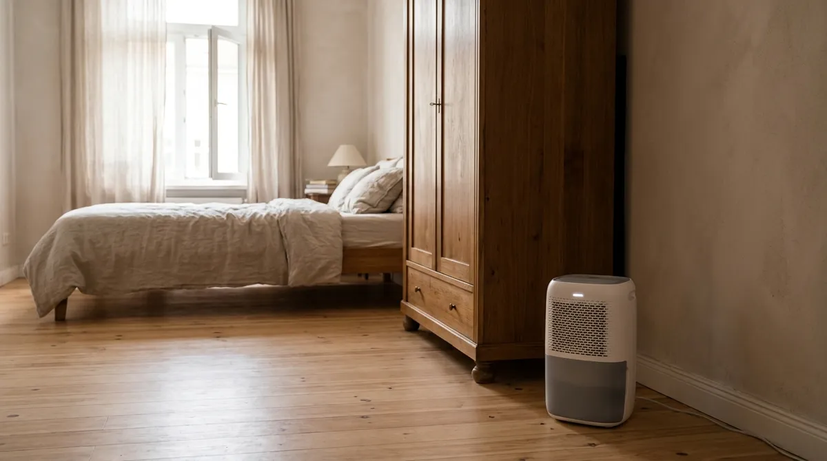 A dehumidifier, furniture pulled away from the wall and a window opened now and then hold the house’s moisture down